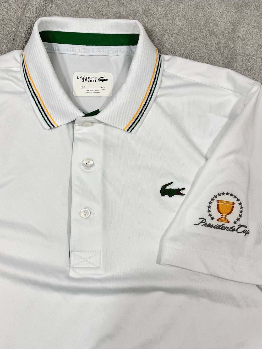 Lacoste sport  Polo Shirt Mens Small White Golf Embroidered President Cup